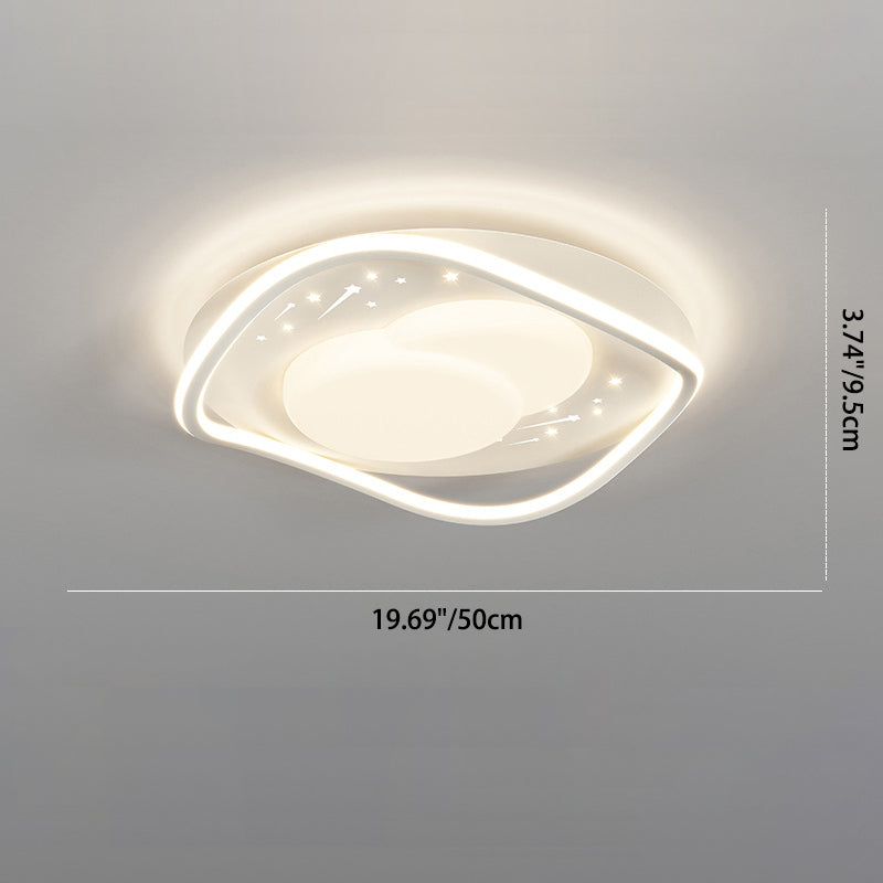 Contemporary Creative Round Square Wave Iron Acrylic LED Flush Mount Ceiling Light For Bedroom