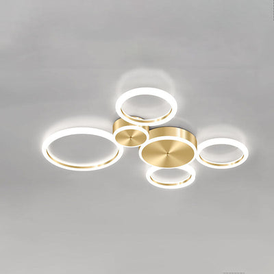 Modern Luxury Golden Circle Acrylic LED Flush Mount Ceiling Light For Living Room