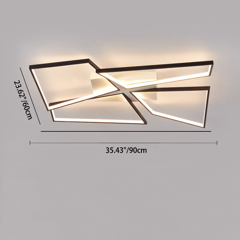 Modern Minimalist Triangle Patchwork Square Rectangle Aluminum Iron Silicone LED Flush Mount Ceiling Light For Bedroom