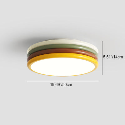 Contemporary Creative Iron Acrylic Round Hamburger LED Flush Mount Ceiling Light For Bedroom