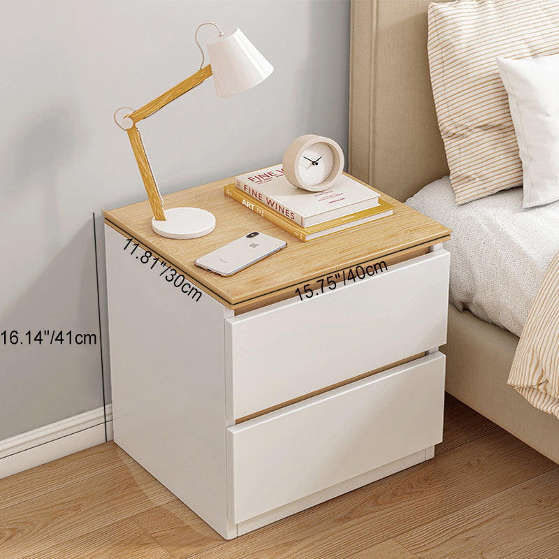 Modern Minimalist Rectangular Density Panel Nightstand 2/3 Drawer For Bedroom