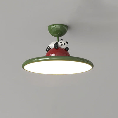 Contemporary Creative Cartoon Panda Elephant Iron Acrylic LED Semi-Flush Mount Ceiling Light For Bedroom