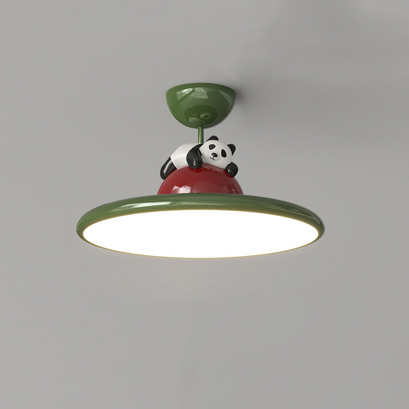 Contemporary Creative Cartoon Panda Elephant Iron Acrylic LED Semi-Flush Mount Ceiling Light For Bedroom