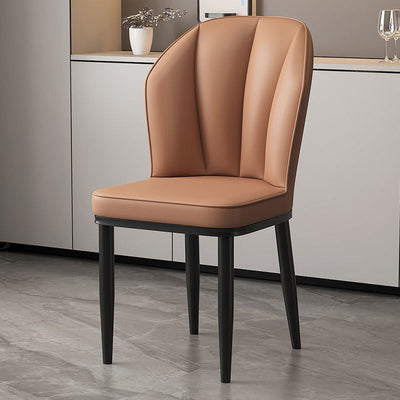 Modern Luxury PU Leather Padded Dining Chair Wing Backrest Armless For Dining Room