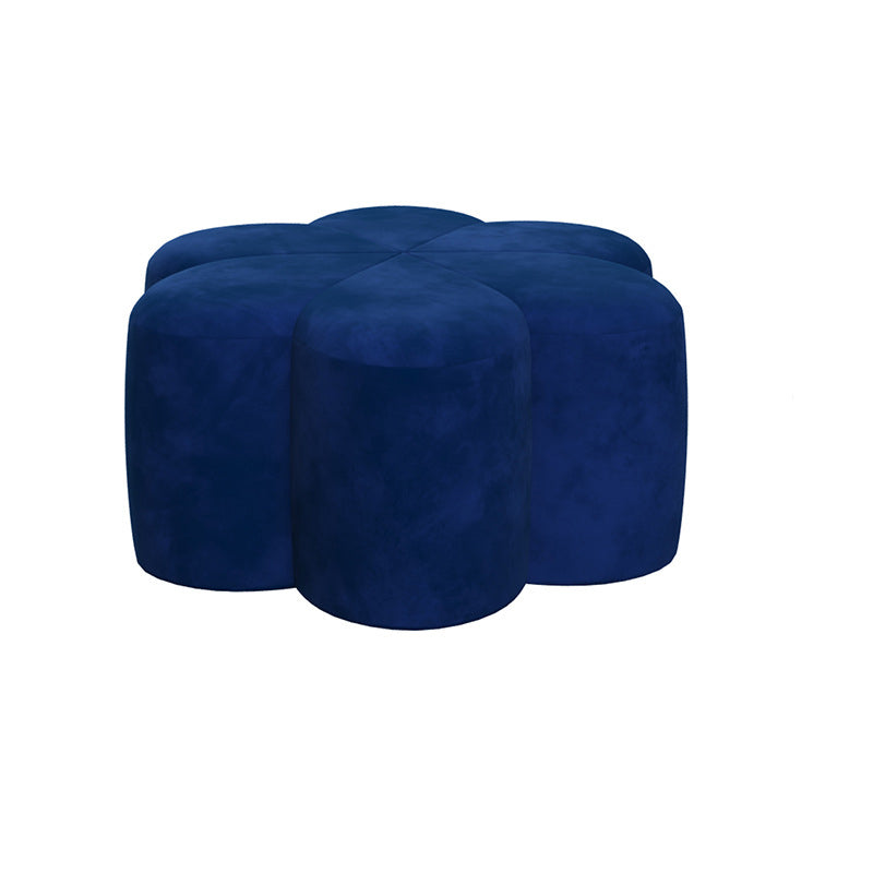 Contemporary Nordic Plum Blossom Shape Fabric Velvet Footstool For Living Room