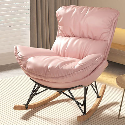 Contemporary Simplicity Fabric Upholstered Rocking Chair Footrest For Living Room