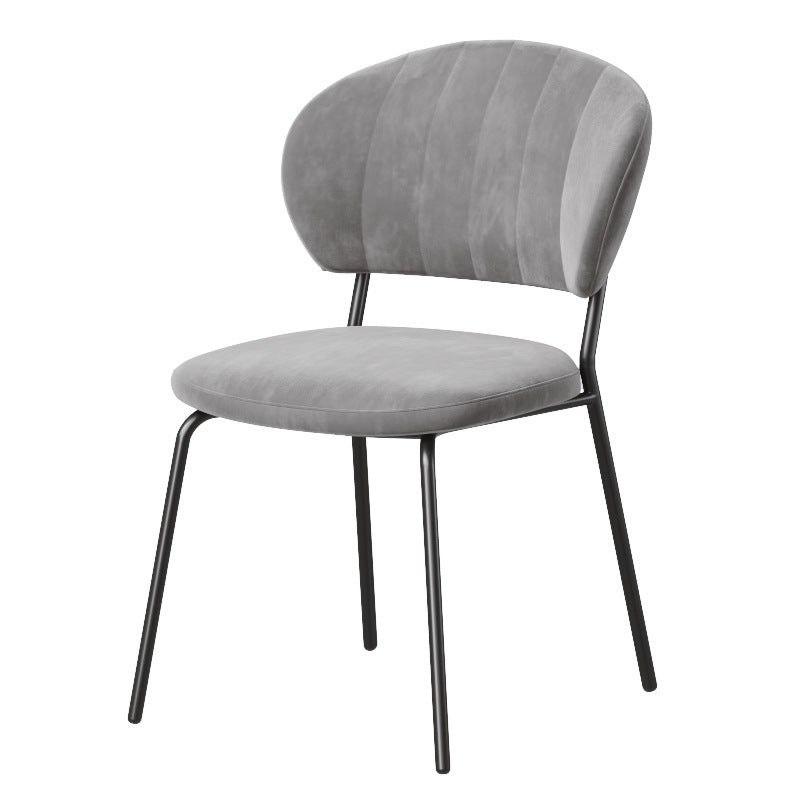 Contemporary Nordic Round Cotton Linen Upholstered Dining Chair Backrest For Dining Room