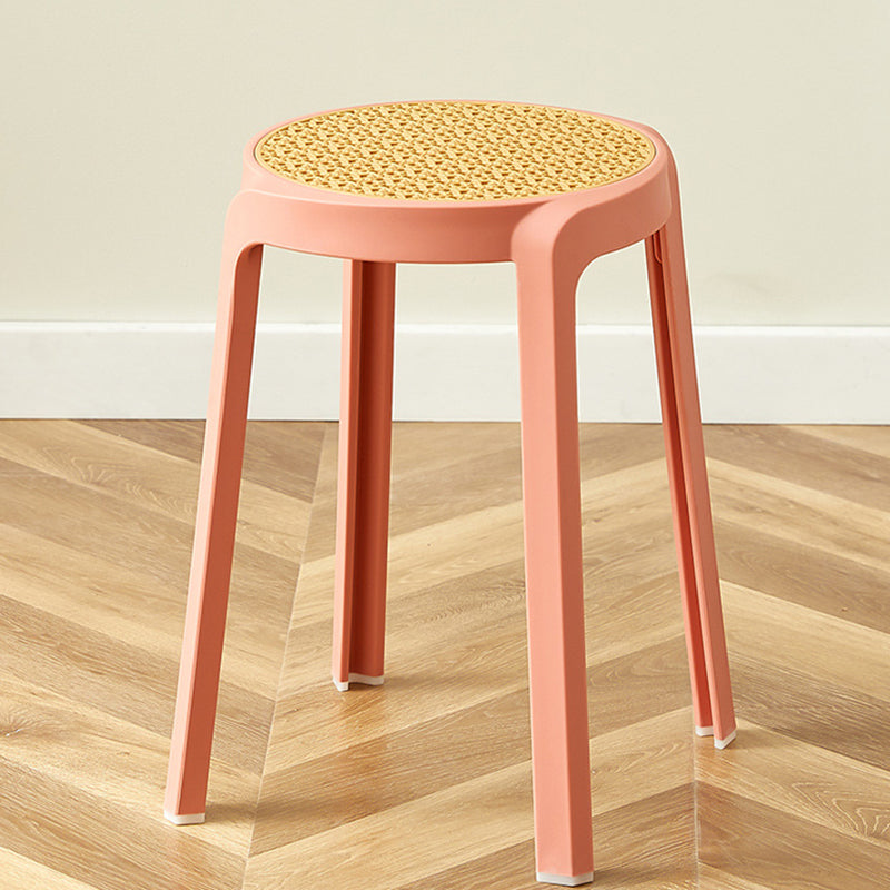 Contemporary Scandinavian Weaving PP Round Stool Dining Chair Backless Stackable For Dining Room