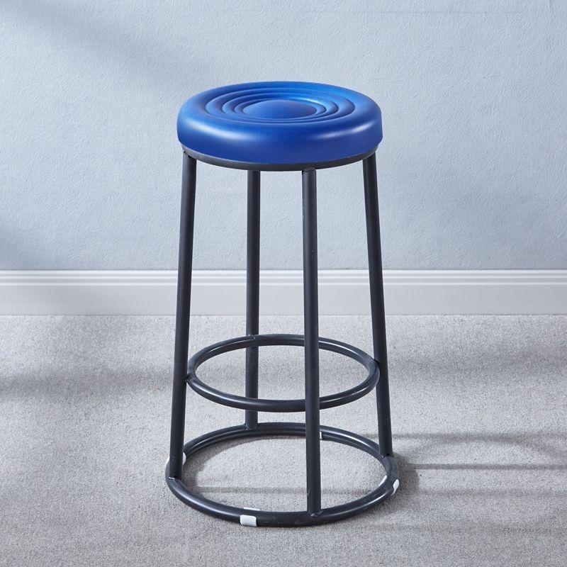 Tabouret de bar rond en cuir, acier au carbone, coton, métal avec repose-pieds pour cuisine 