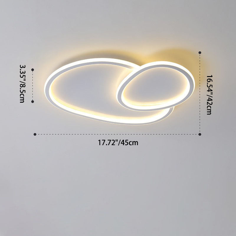 Modern Minimalist Irregular Overlapping Circles Acrylic Iron LED Flush Mount Ceiling Light For Bedroom