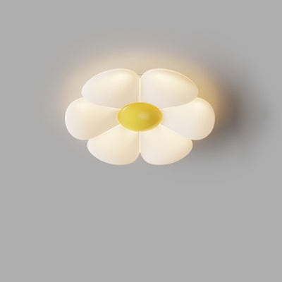 Contemporary Creative Daisy Flower PE Iron LED Flush Mount Ceiling Light For Bedroom