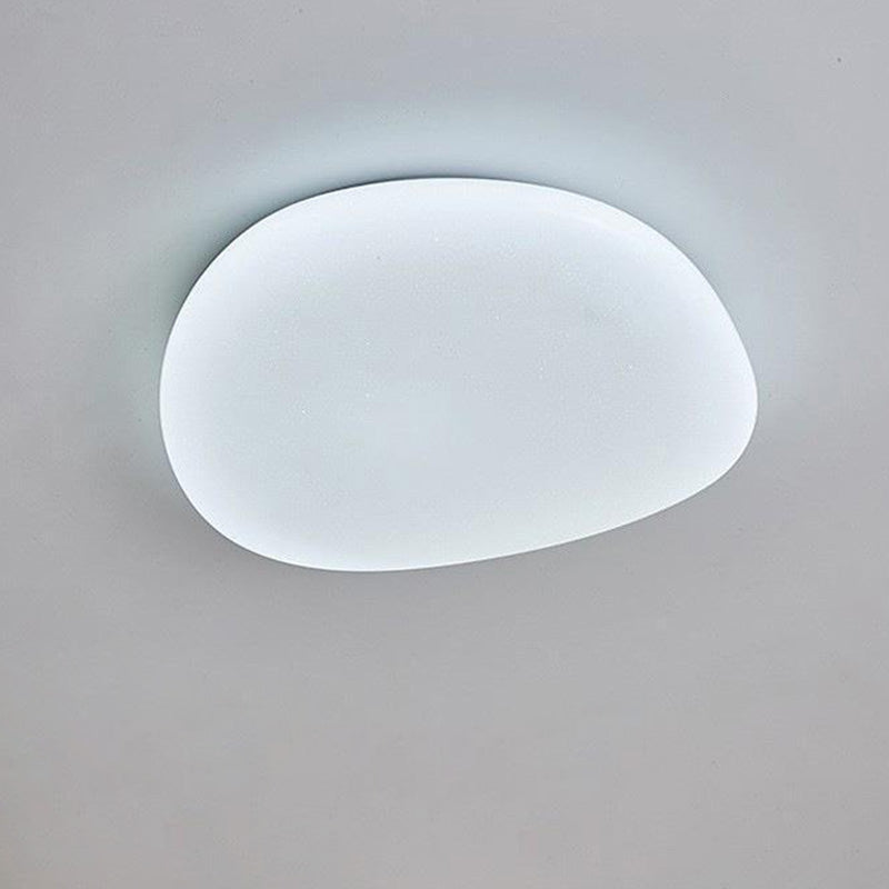 Modern Minimalist Pebble Shape Acrylic Hardware LED Flush Mount Ceiling Light For Bedroom