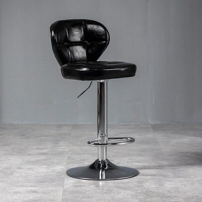 Modern Minimalist Square Leather Metal Bar Stool Backrest Armless For Dining Room