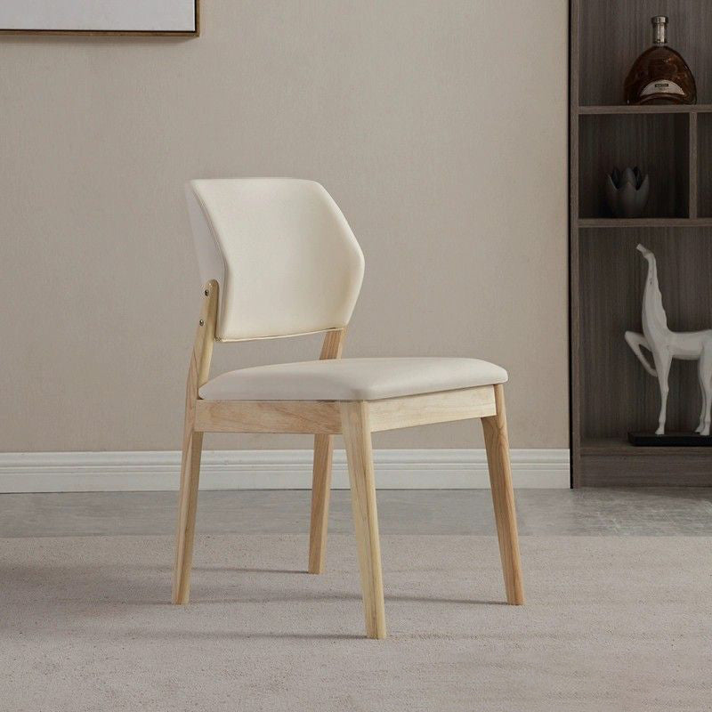 Contemporary Nordic Faux Leather Upholstered Dining Chair Open Back Armless For Dining Room