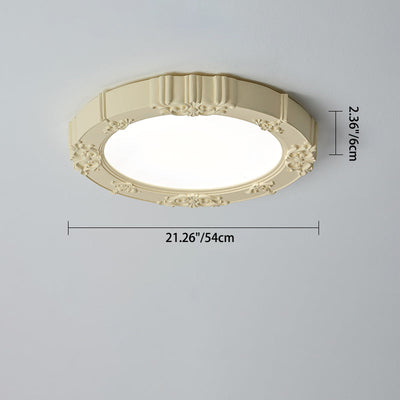 Modern Minimalist Round Patterned Iron Resin Acrylic LED Flush Mount Ceiling Light For Bedroom