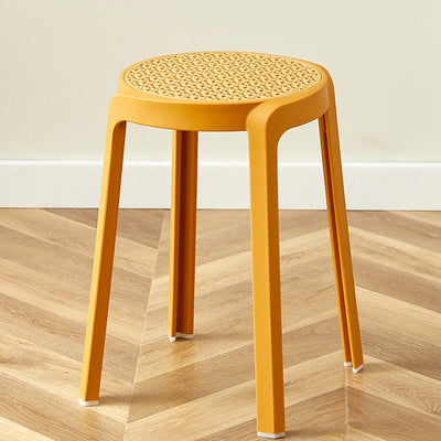 Contemporary Scandinavian Weaving PP Round Stool Dining Chair Backless Stackable For Dining Room