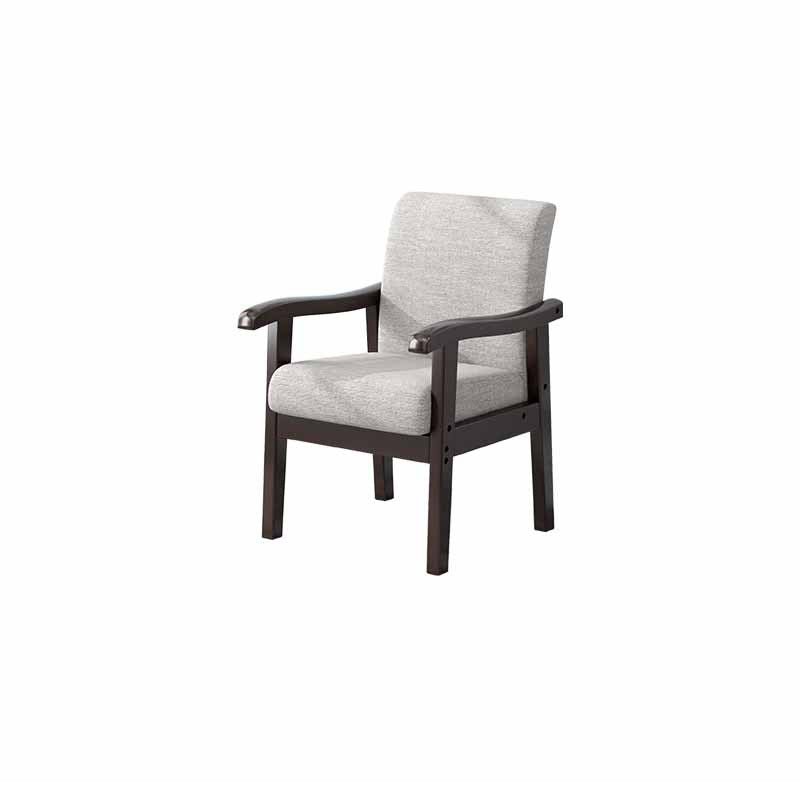 Modern Minimalist Square Upholstered Cotton Linen Fabric Solid Wood Chair For Living Room