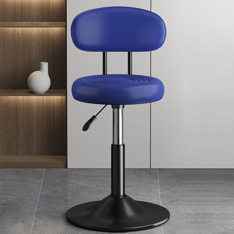 Contemporary Luxury Round Leather Upholstered Swivel Bar Stool Height Adjustable Footrest For Dining Room