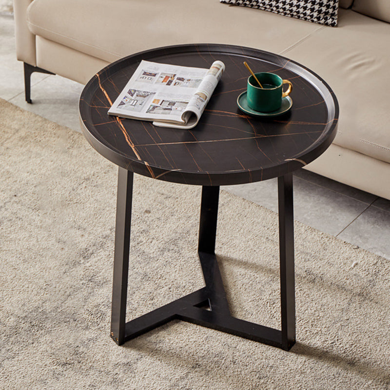 Contemporary Nordic Round Iron Plate Coffee Table 2-Tier For Living Room