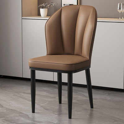 Modern Luxury PU Leather Padded Dining Chair Wing Backrest Armless For Dining Room