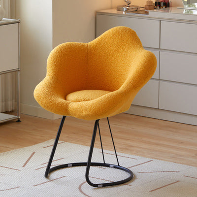 Contemporary Creative Petal Shape Velvet Upholstered Arc Metal Legs Vanity Stool Backrest Armrest For Bedroom