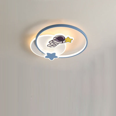 Contemporary Creative Acrylic Airplane Iron LED Flush Mount Ceiling Light For Bedroom