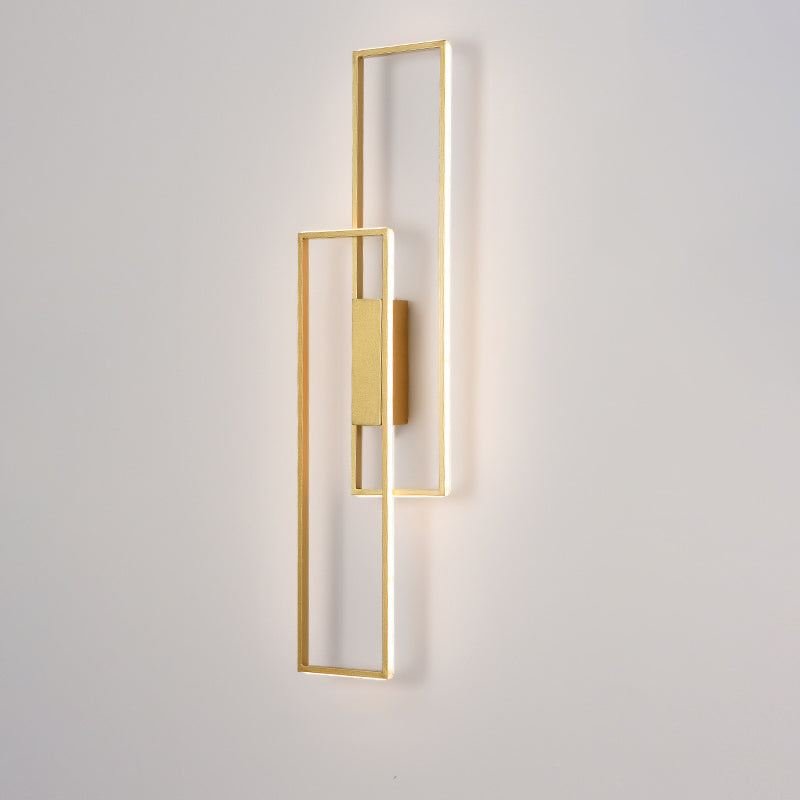 Modern Minimalist Rectangle Line Iron Silicone LED Wall Sconce Lamp For Living Room