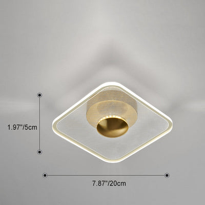 Modern Minimalist Round Flower Square Acrylic Metal LED Semi-Flush Mount Ceiling Light For Bedroom