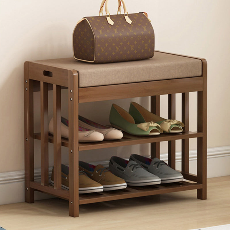 Modern Minimalist Rectangle Fabric Bamboo Rattan Shoe Storage 2-Shelf For Entryways