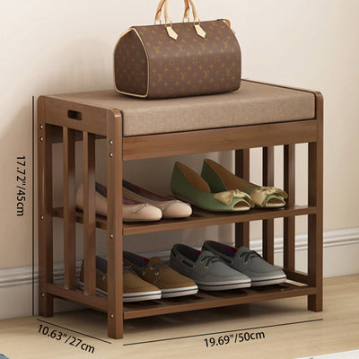 Modern Minimalist Rectangle Fabric Bamboo Rattan Shoe Storage 2-Shelf For Entryways