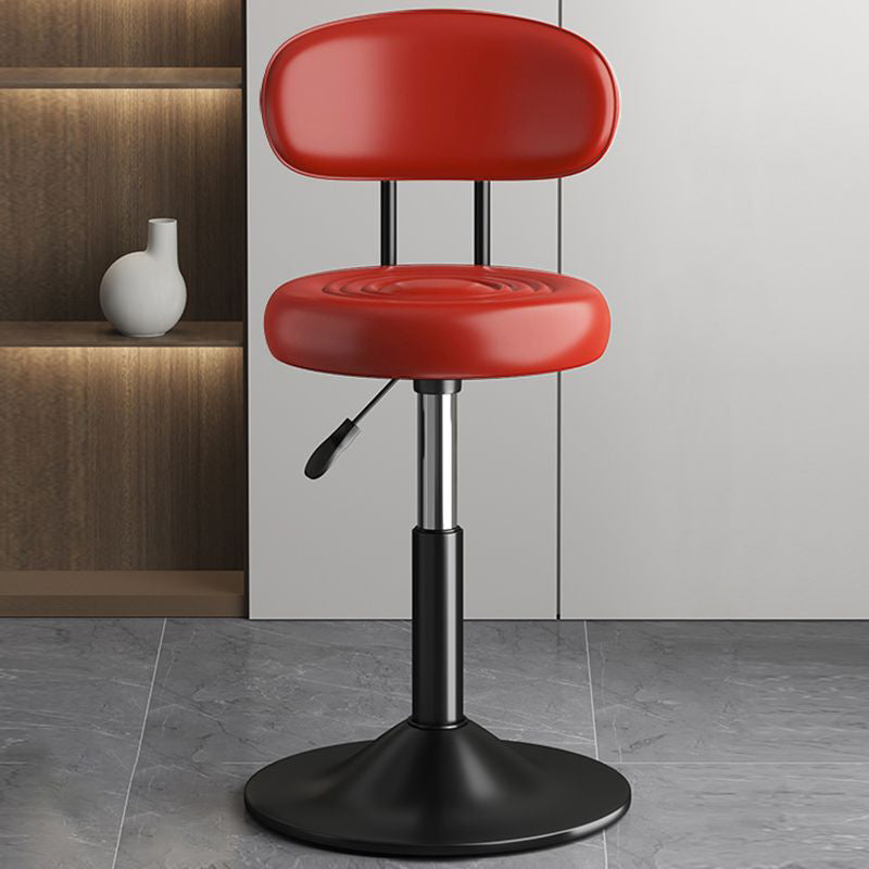 Contemporary Luxury Round Leather Upholstered Swivel Bar Stool Height Adjustable Footrest For Dining Room