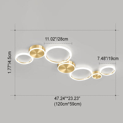 Modern Luxury Golden Circle Acrylic LED Flush Mount Ceiling Light For Living Room