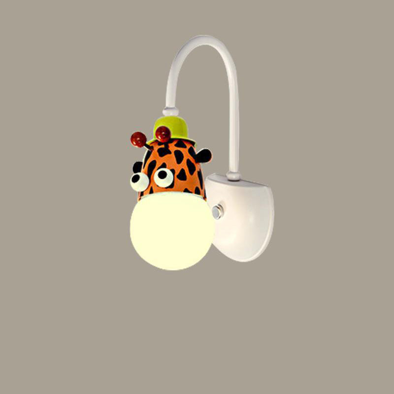 Contemporary Creative Cartoon Critter Round Glass Iron LED Wall Sconce Lamp For Bedroom