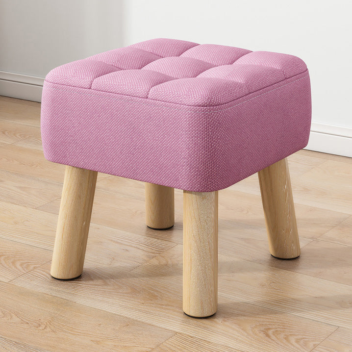 Modern Minimalist Square Fabric Solid Wood Low Stool For Living Room