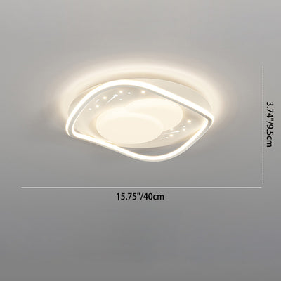 Contemporary Creative Round Square Wave Iron Acrylic LED Flush Mount Ceiling Light For Bedroom