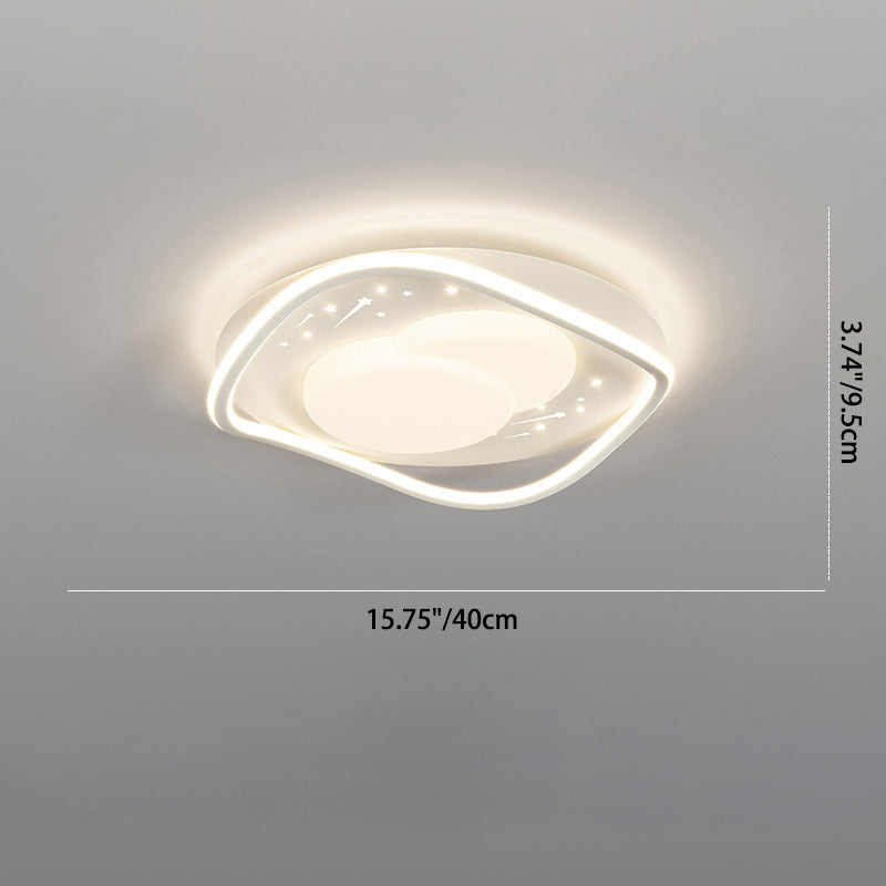 Contemporary Creative Round Square Wave Iron Acrylic LED Flush Mount Ceiling Light For Bedroom