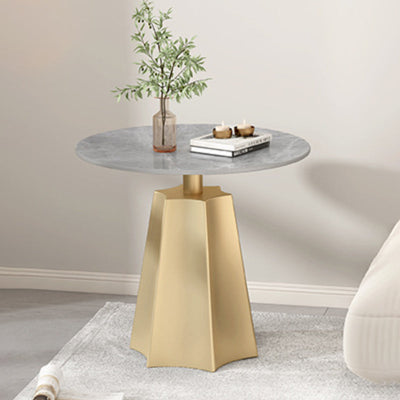 Modern Simplicity Round Hexagon Slate Carbon Steel End Table 1-Tray For Living Room