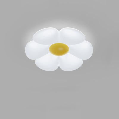 Contemporary Creative Daisy Flower PE Iron LED Flush Mount Ceiling Light For Bedroom