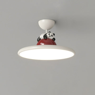 Contemporary Creative Cartoon Panda Elephant Iron Acrylic LED Semi-Flush Mount Ceiling Light For Bedroom