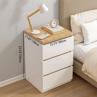 Modern Minimalist Rectangular Density Panel Nightstand 2/3 Drawer For Bedroom