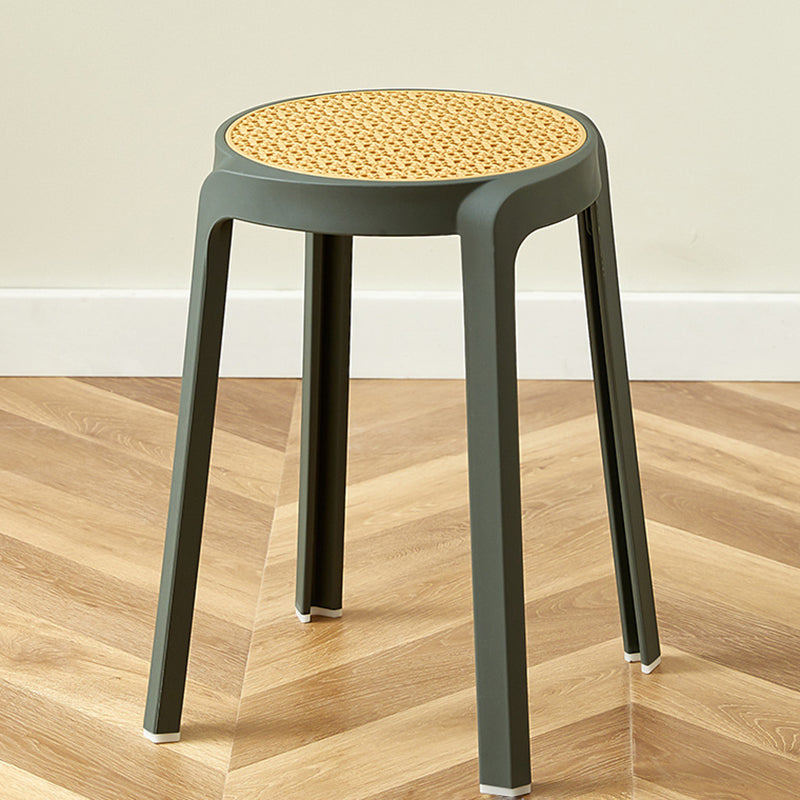 Contemporary Scandinavian Weaving PP Round Stool Dining Chair Backless Stackable For Dining Room