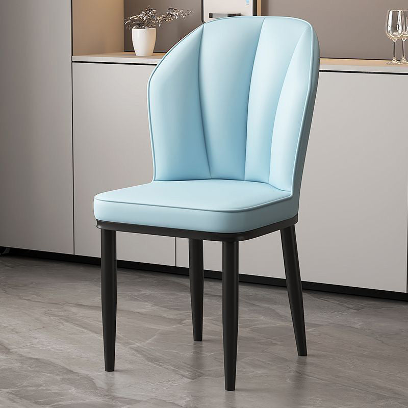 Modern Luxury PU Leather Padded Dining Chair Wing Backrest Armless For Dining Room