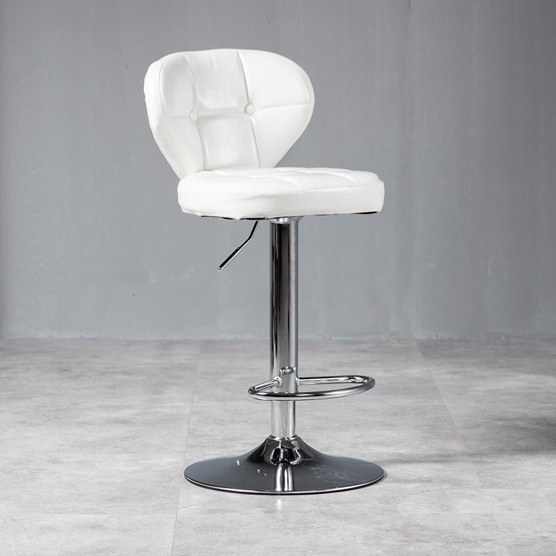 Tabouret de bar carré minimaliste moderne en cuir et métal avec dossier sans accoudoirs pour salle à manger 