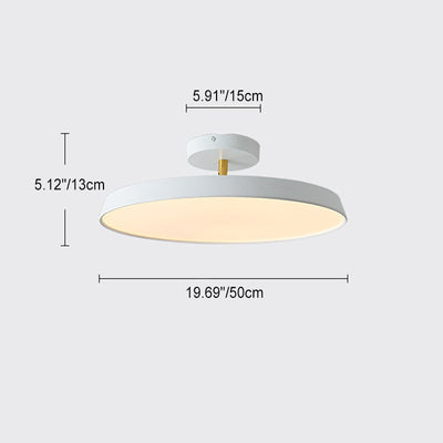 Modern Minimalist Round Hardware Acrylic LED Semi-Flush Mount Ceiling Light For Living Room