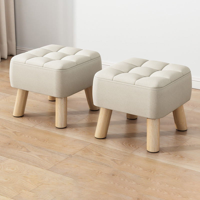 Modern Minimalist Square Fabric Solid Wood Low Stool For Living Room