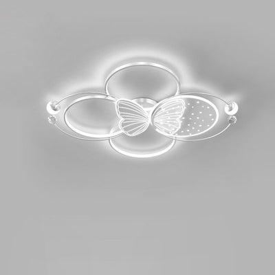 Contemporary Creative Acrylic Butterfly Iron LED Flush Mount Ceiling Light For Bedroom