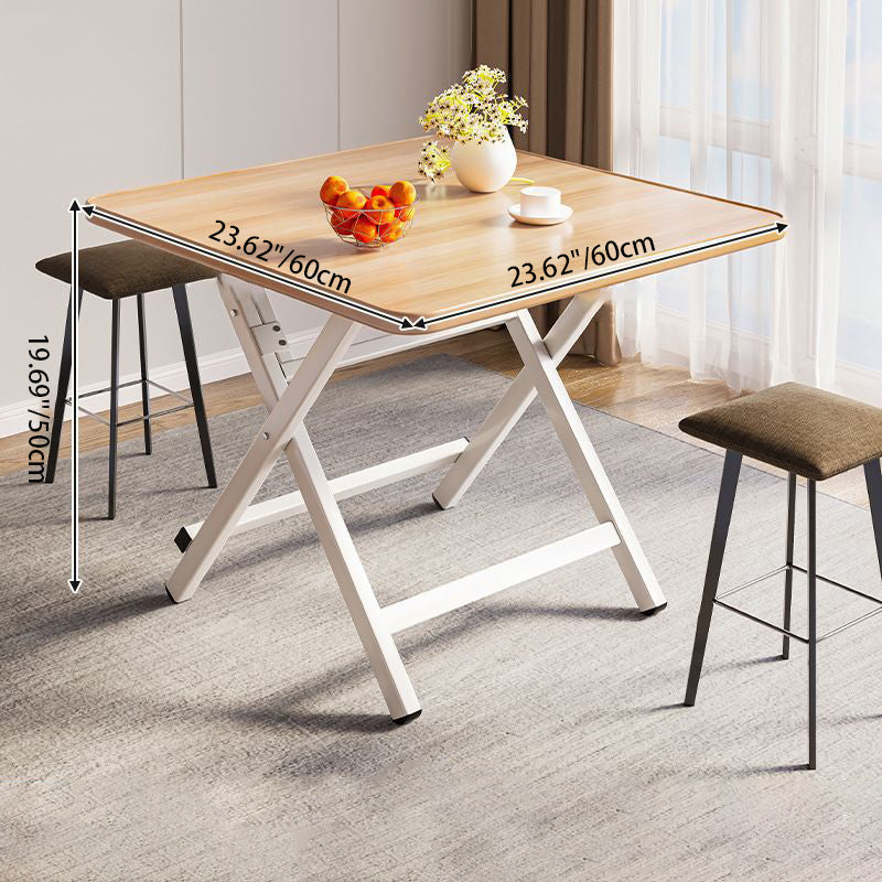 Modern Simple Square Density Plate Steel Pipe Dining Table For 4 Seats