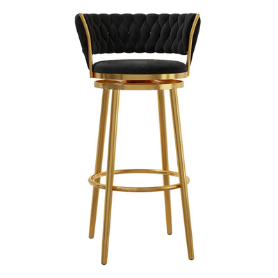 Contemporary Luxury Round Velvet Upholstered Swivel Bar Stool Backrest Footrest For Dining Room