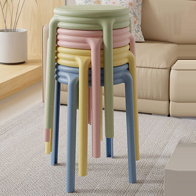 Contemporary Scandinavian Macaron Round Plastic Chair Stackable For Living Room