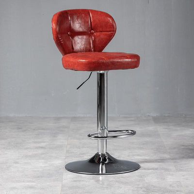 Modern Minimalist Square Leather Metal Bar Stool Backrest Armless For Dining Room